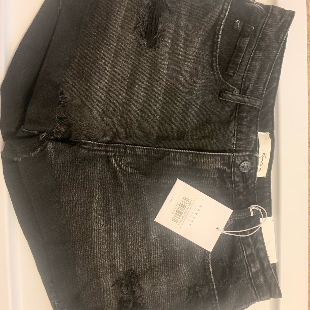 KanCan size large black denim shirt
